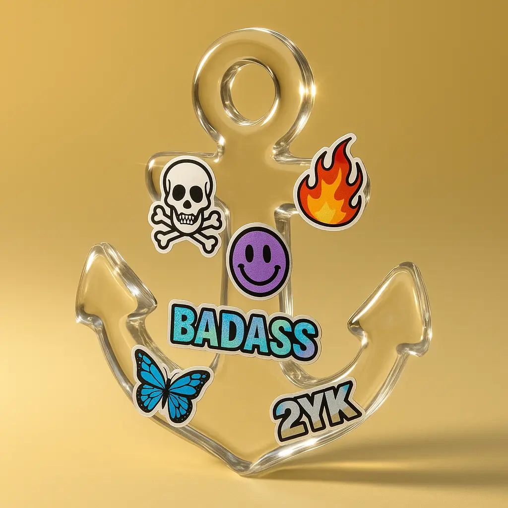 3d Clay Icon template with an anchor motif.