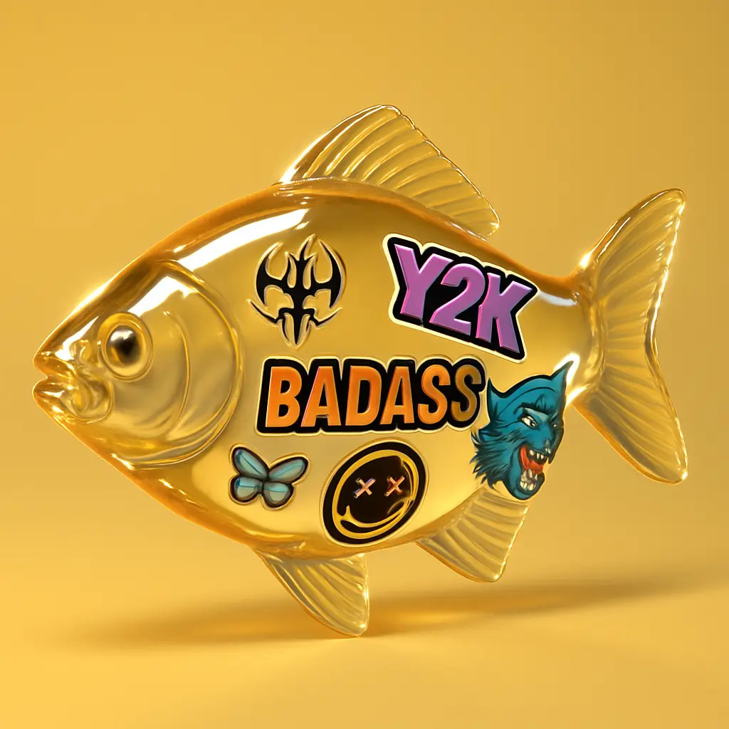 3d Clay Icon template of a fish design.