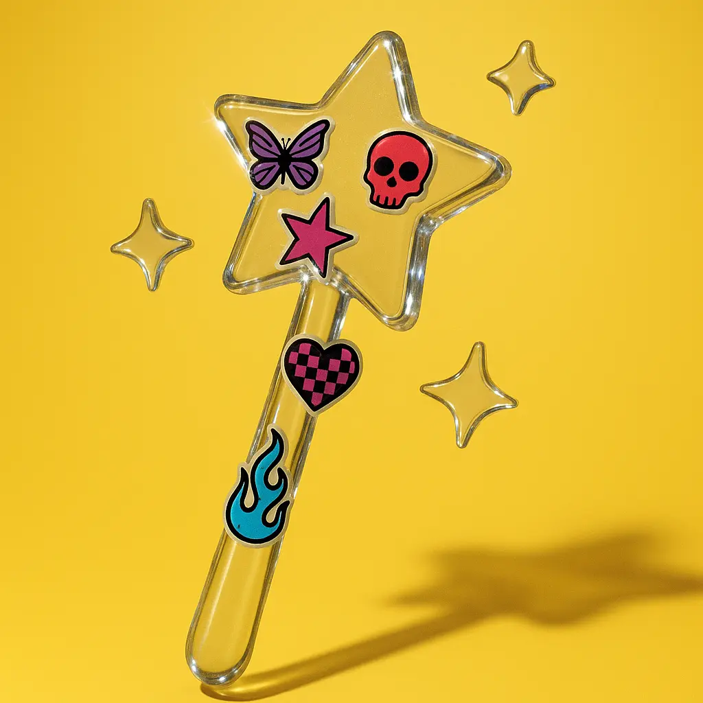 3d Clay Icon template with a magic wand.