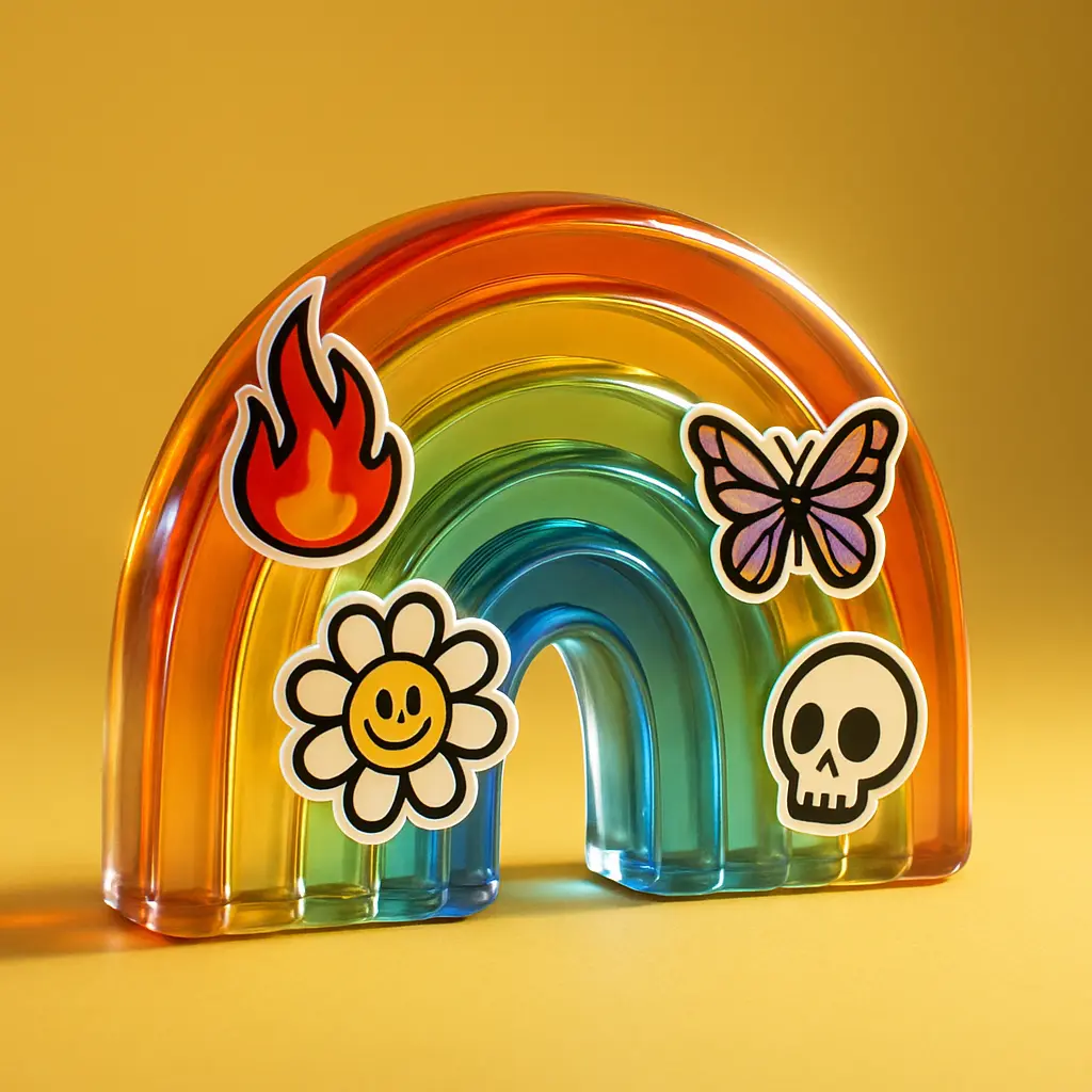 3d Clay Icon template featuring a rainbow.