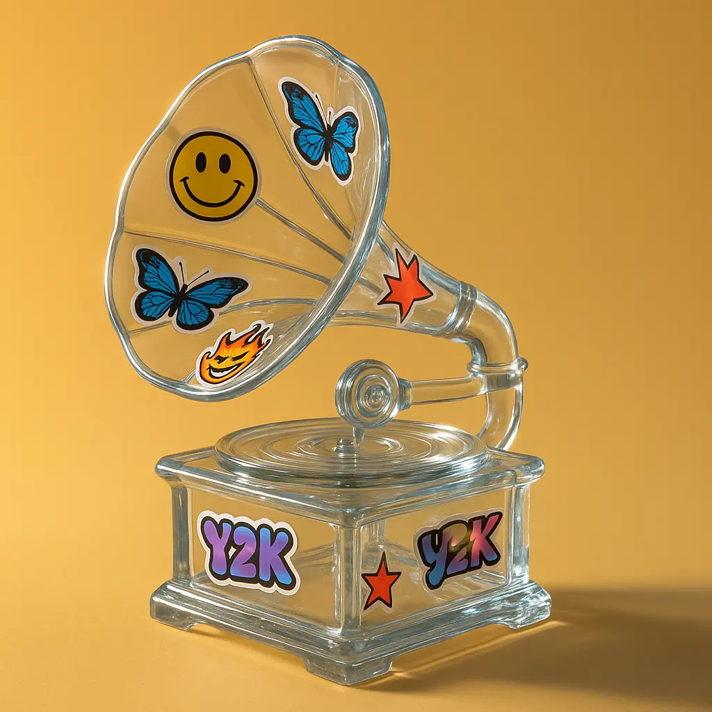 3d Clay Icon template of a gramophone.