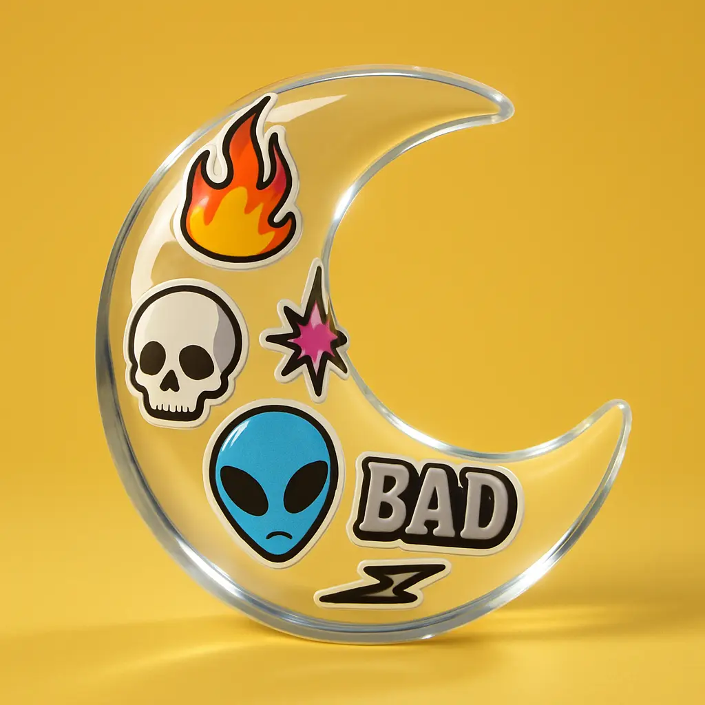 3d Clay Icon template with a moon.