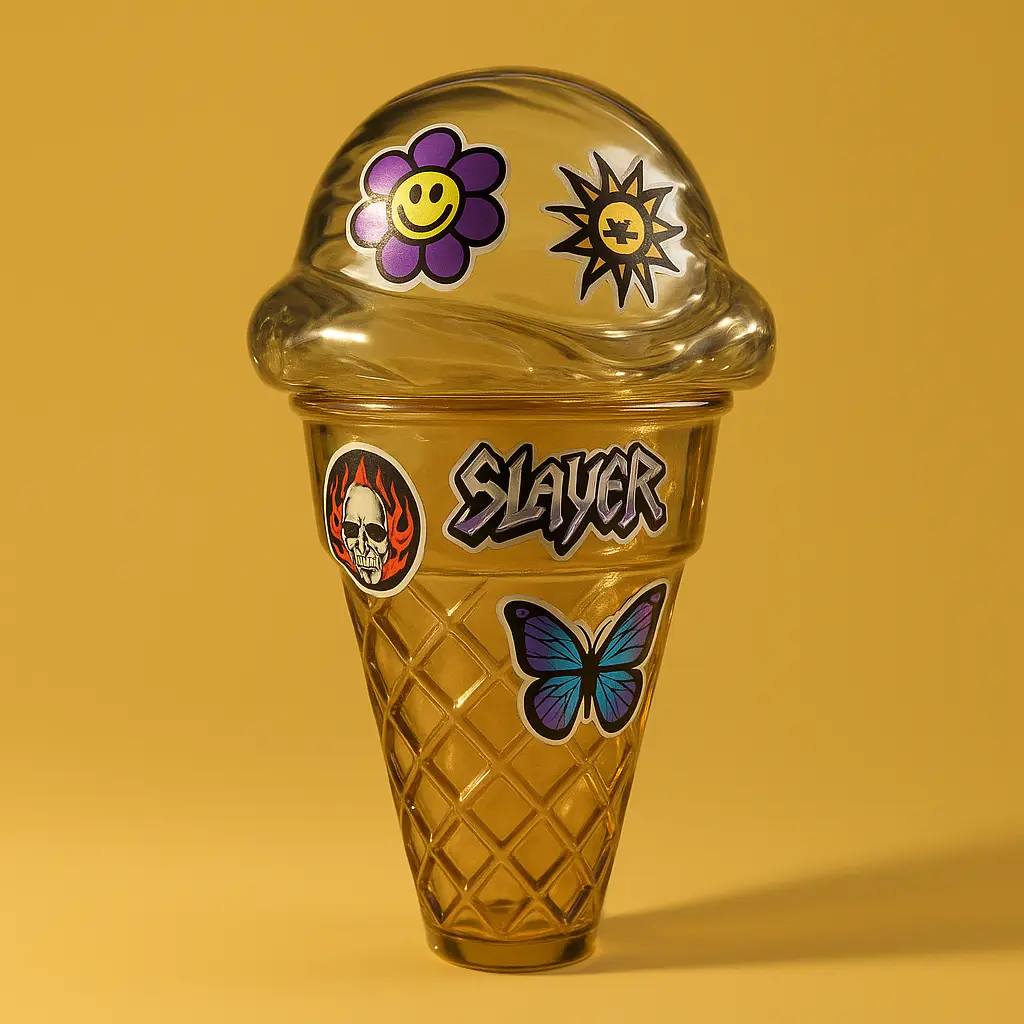 3d Clay Icon template of an ice cream cone.