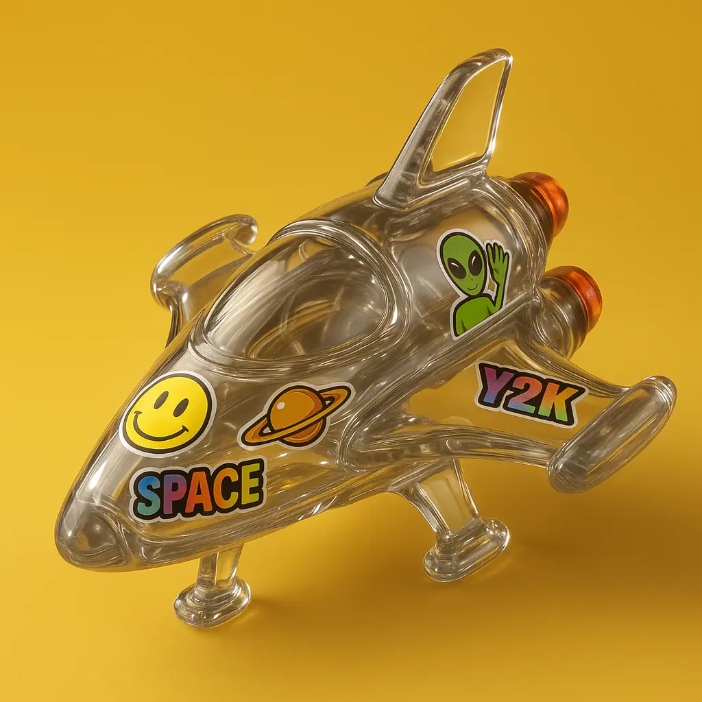 3d Clay Icon template of a spaceship adorned.