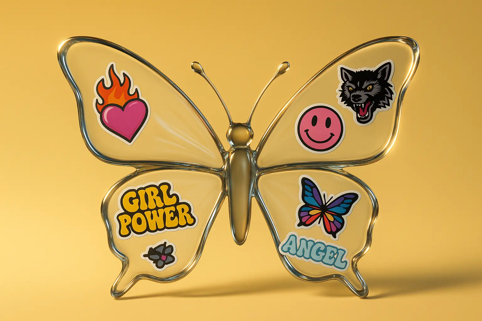 3d Clay Icon template of a butterfly stylishly.