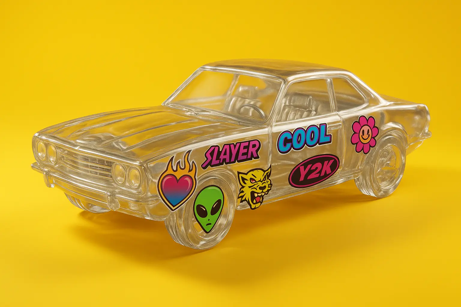 3d Clay Icon template of a vintage car.