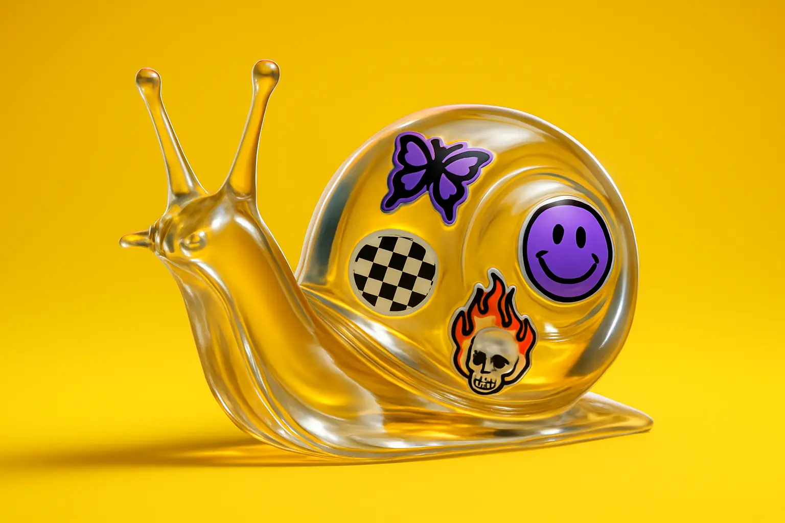 3d Clay Icon template showcasing a snail.