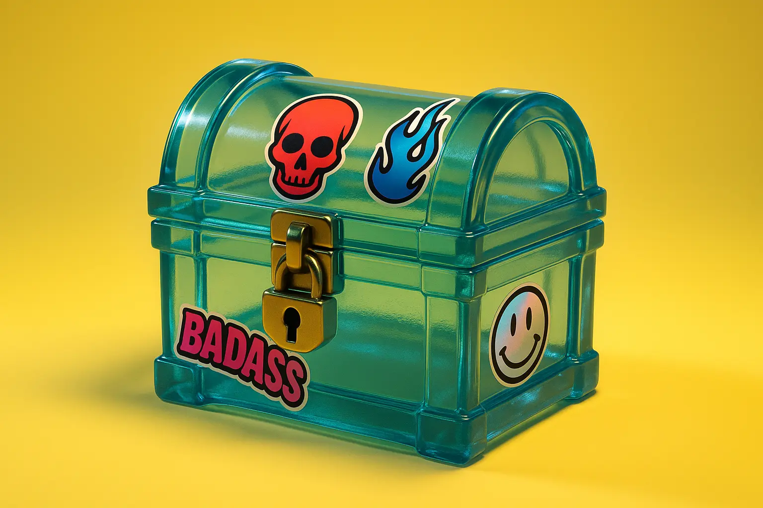 3d Clay Icon template of a treasure chest.